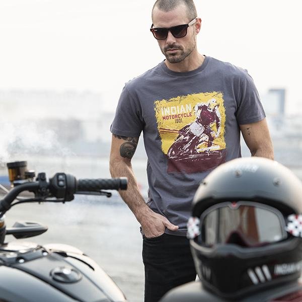 T-shirt Adventure Hommes, Gris - Indian Motorcycle - Boutique en ligne 286968802 équipements moto pas cher