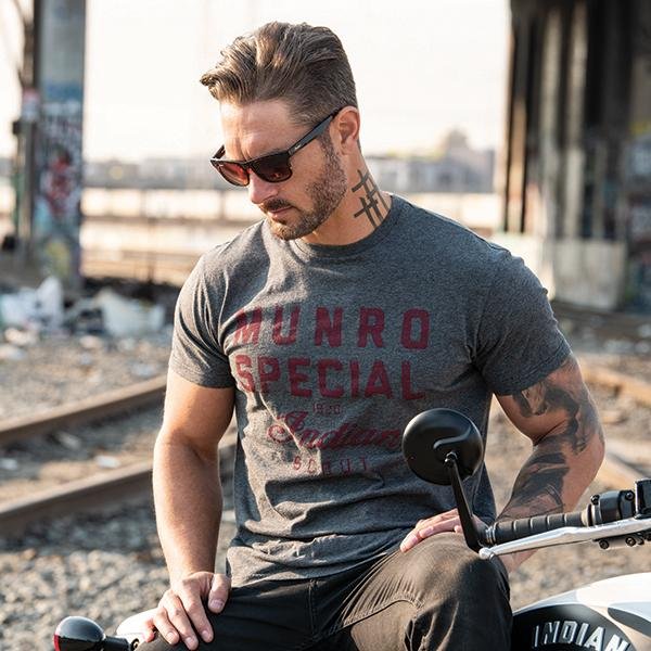 T-shirt 1901 Munro Hommes, Gris - Indian Motorcycle - Boutique en ligne 286974902 équipements moto pas cher