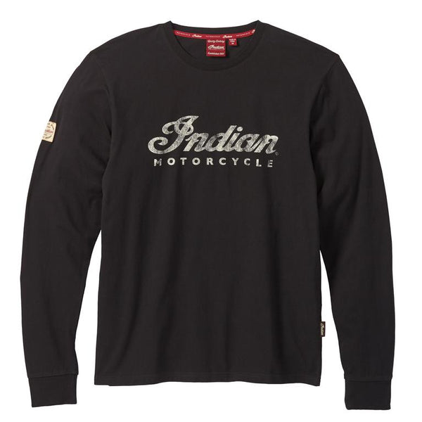 T-shirt à manches longues avec logo script, noir pour Hommes - Indian Motorcycle - Boutique en ligne 286189102 équipements moto pas cher